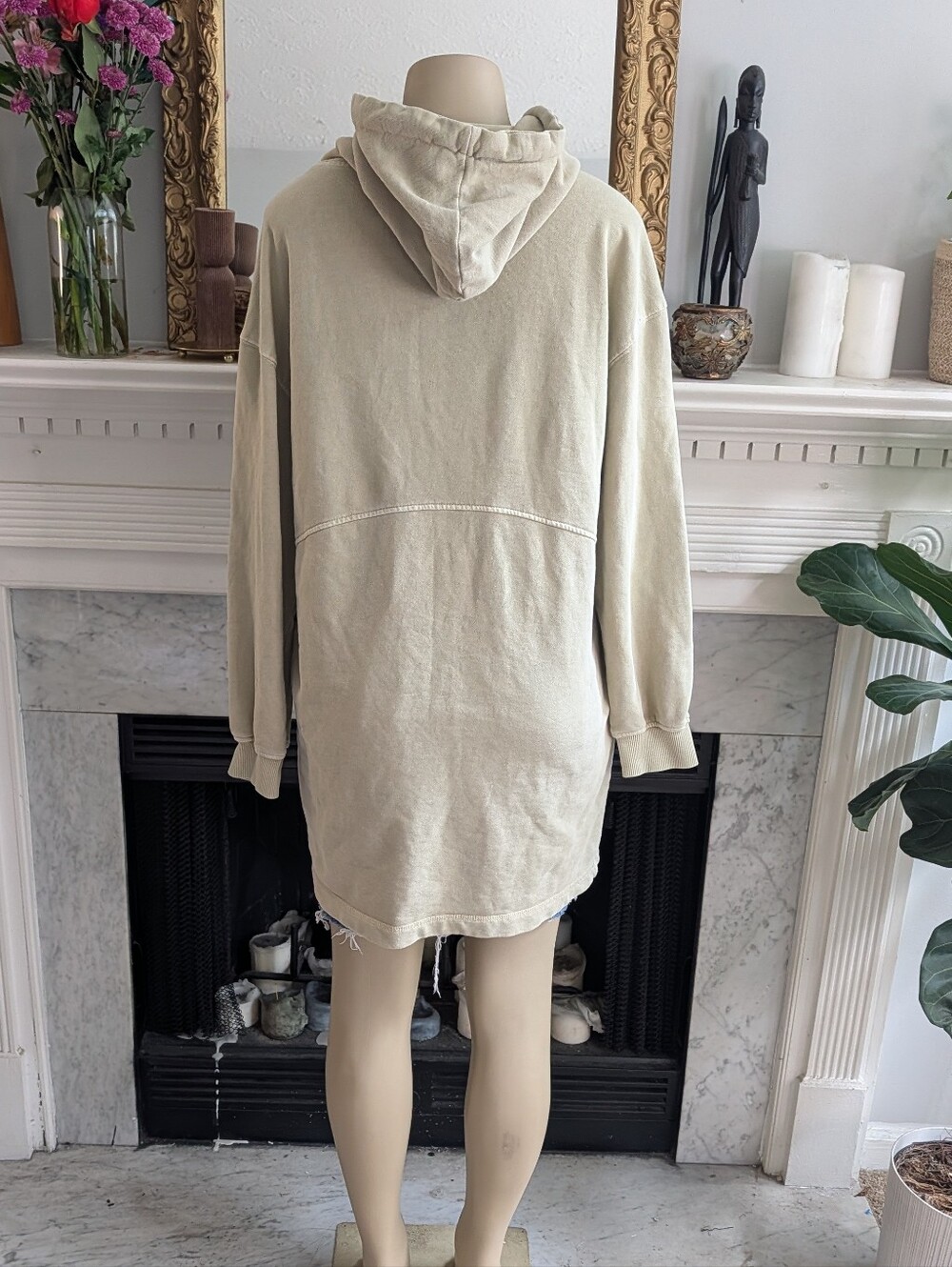 Avec Les Filles Green Oversized Hoodie Tunic Sweatshirt Front Slit Size Medium - Picture 7 of 8